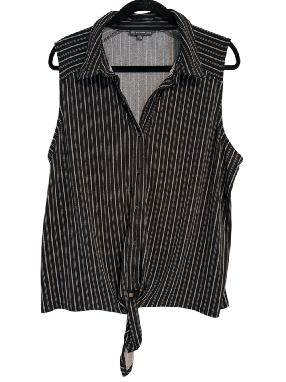 ☀️ Adrianna Papell Black and White Striped Sleeveless Top